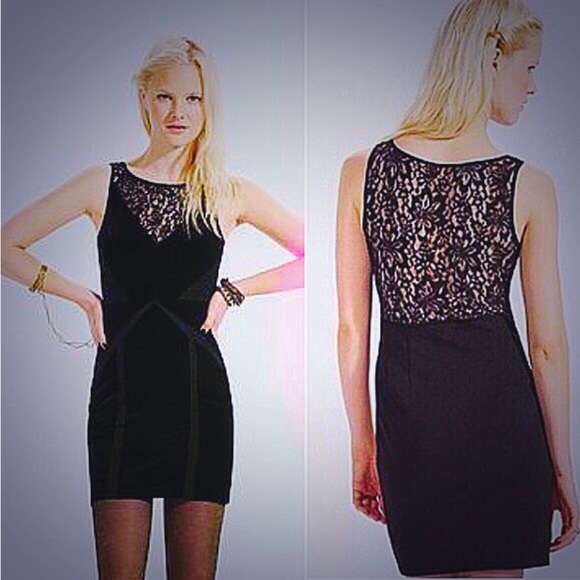 Crushed Velvet and Lace Body-con Winter Dress - Picture 3 of 6